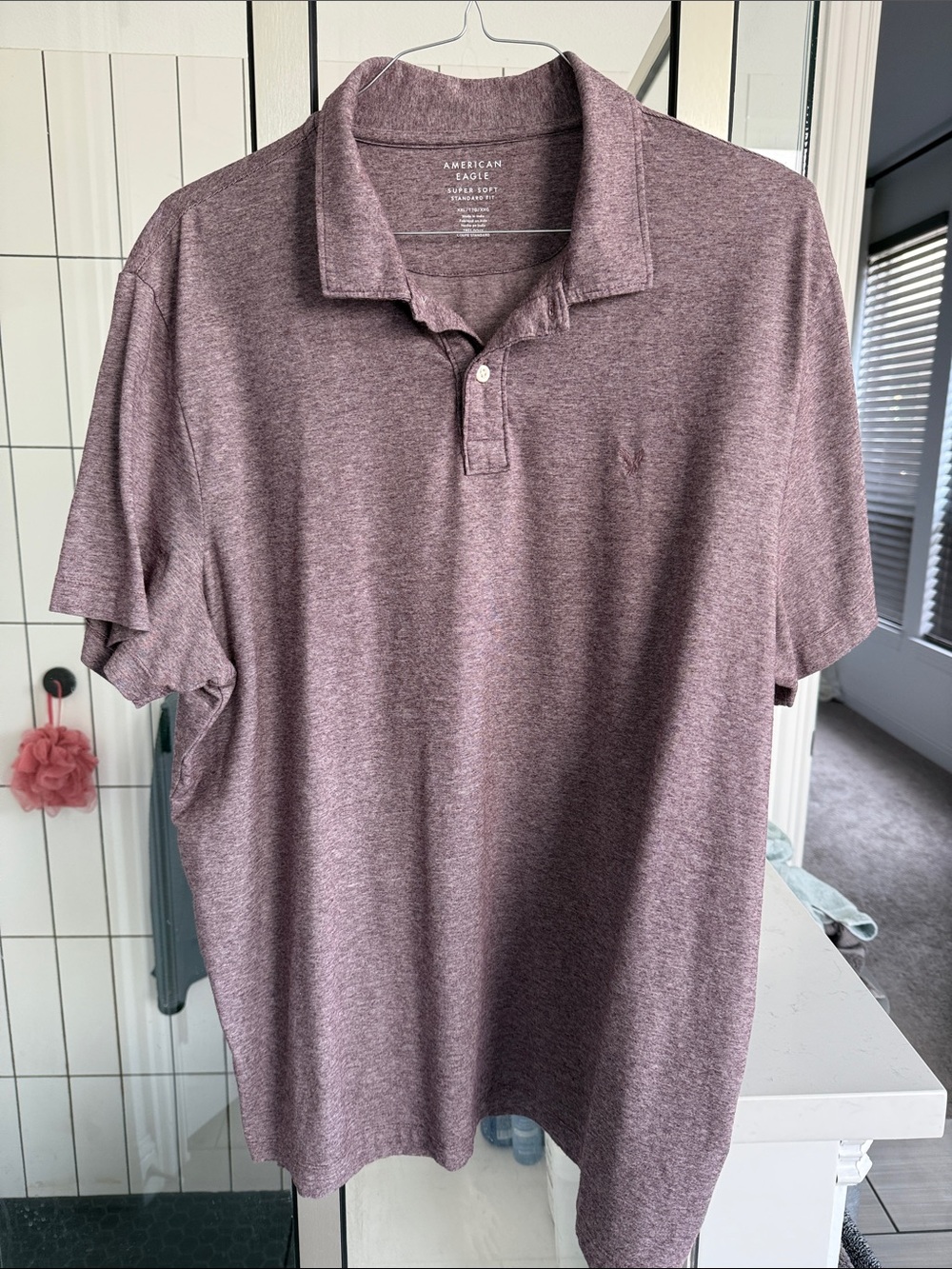 American Eagle Outfitters Men’s Heathered Mauve Polo Shirt